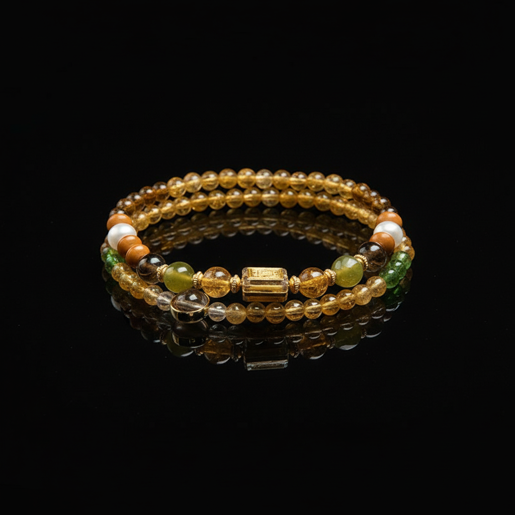The Golden Tourmaline Abundance Double Wrap Bracelet