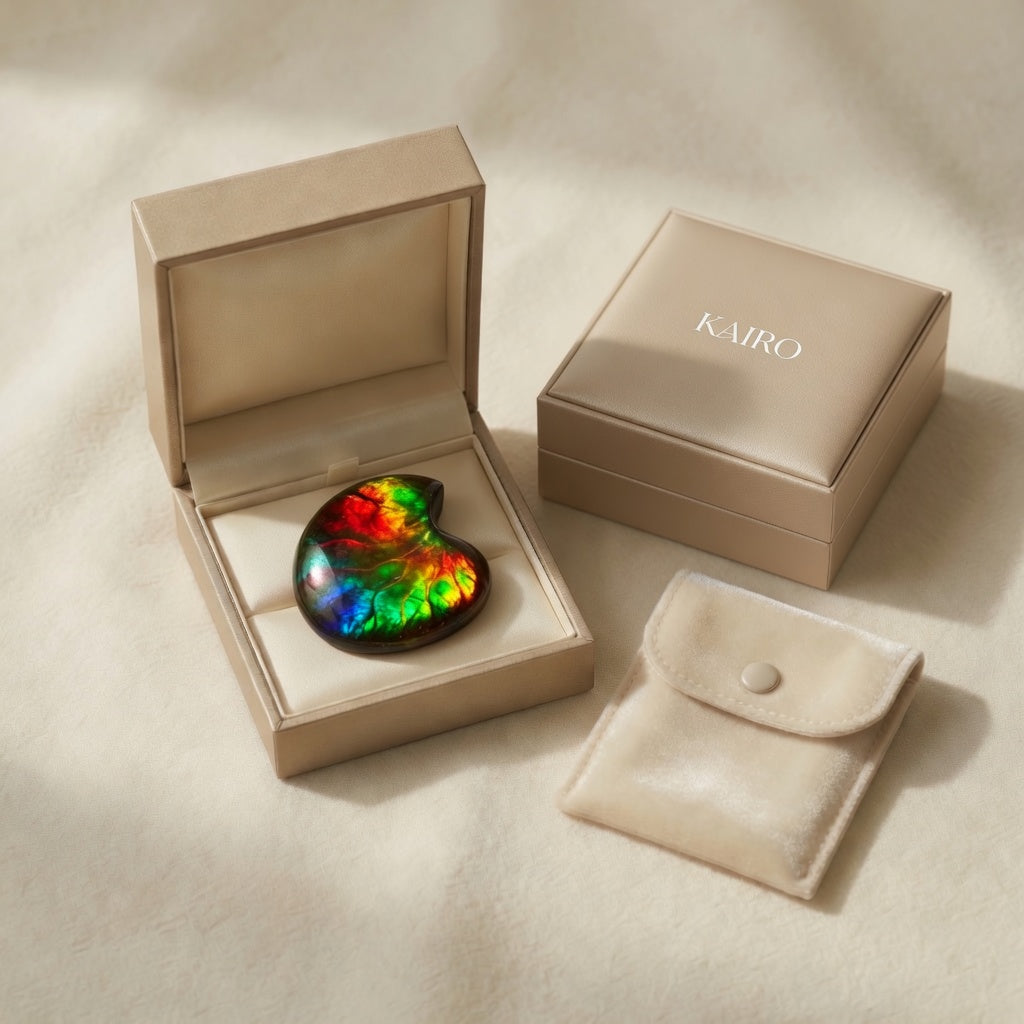 Ammolite Tri-Color Oval Cabochon 6x8mm - KAIRO gift packaging