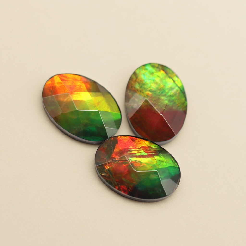 Ammolite Two-Color Oval Cabochon 13x18mm - front view