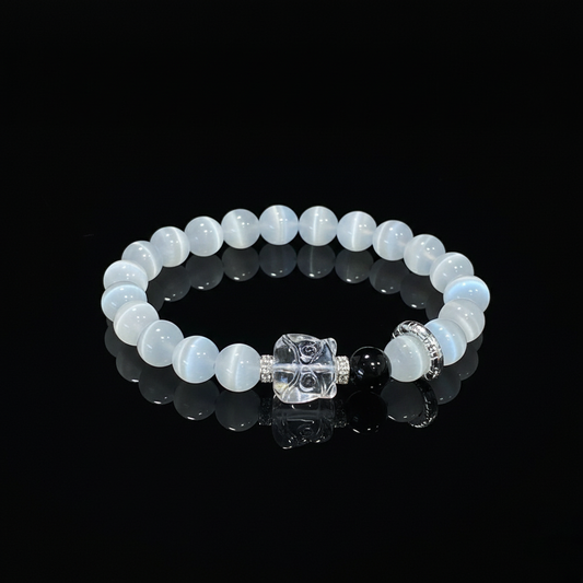 The Cat's Eye & Clear Quartz Lion Guardian Bracelet