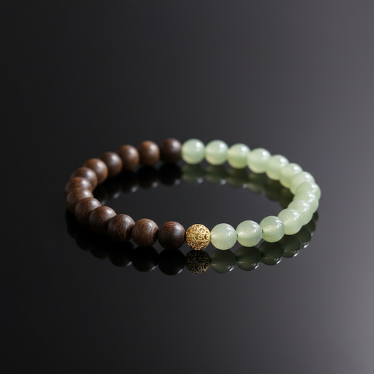 The 'Half Mountain, Half Water' Agarwood & Jade Bracelet (Kynam Grade)