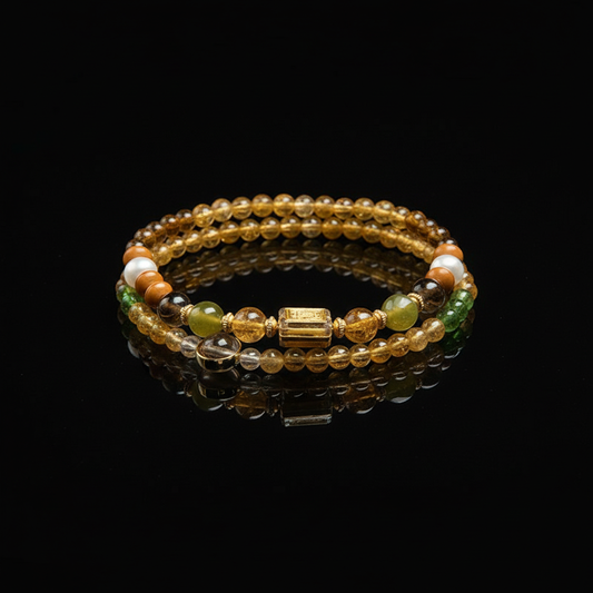The Golden Tourmaline Abundance Double Wrap Bracelet