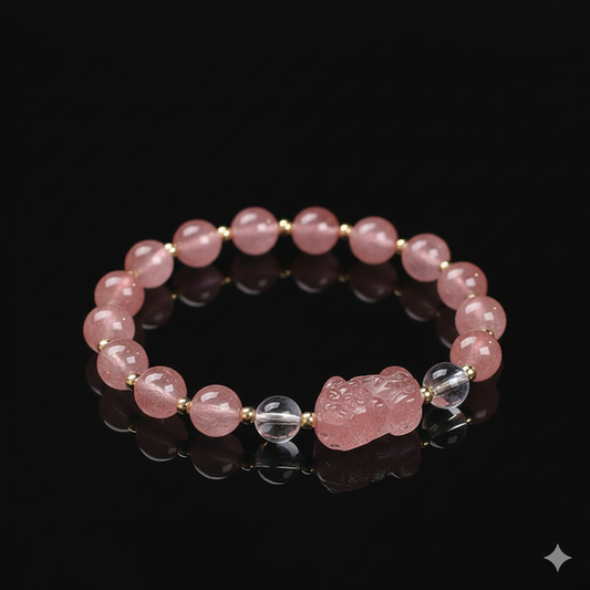 The Strawberry Crystal & Pixiu Wealth Bracelet