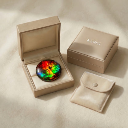 Ammolite Tri-Color Baguette Checker-Cut Cabochon 5x12mm - KAIRO gift packaging