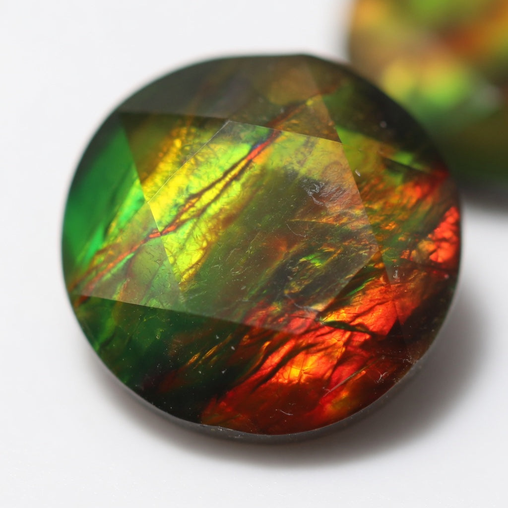 Ammolite Two-Color Round Cabochon 20mm - detail