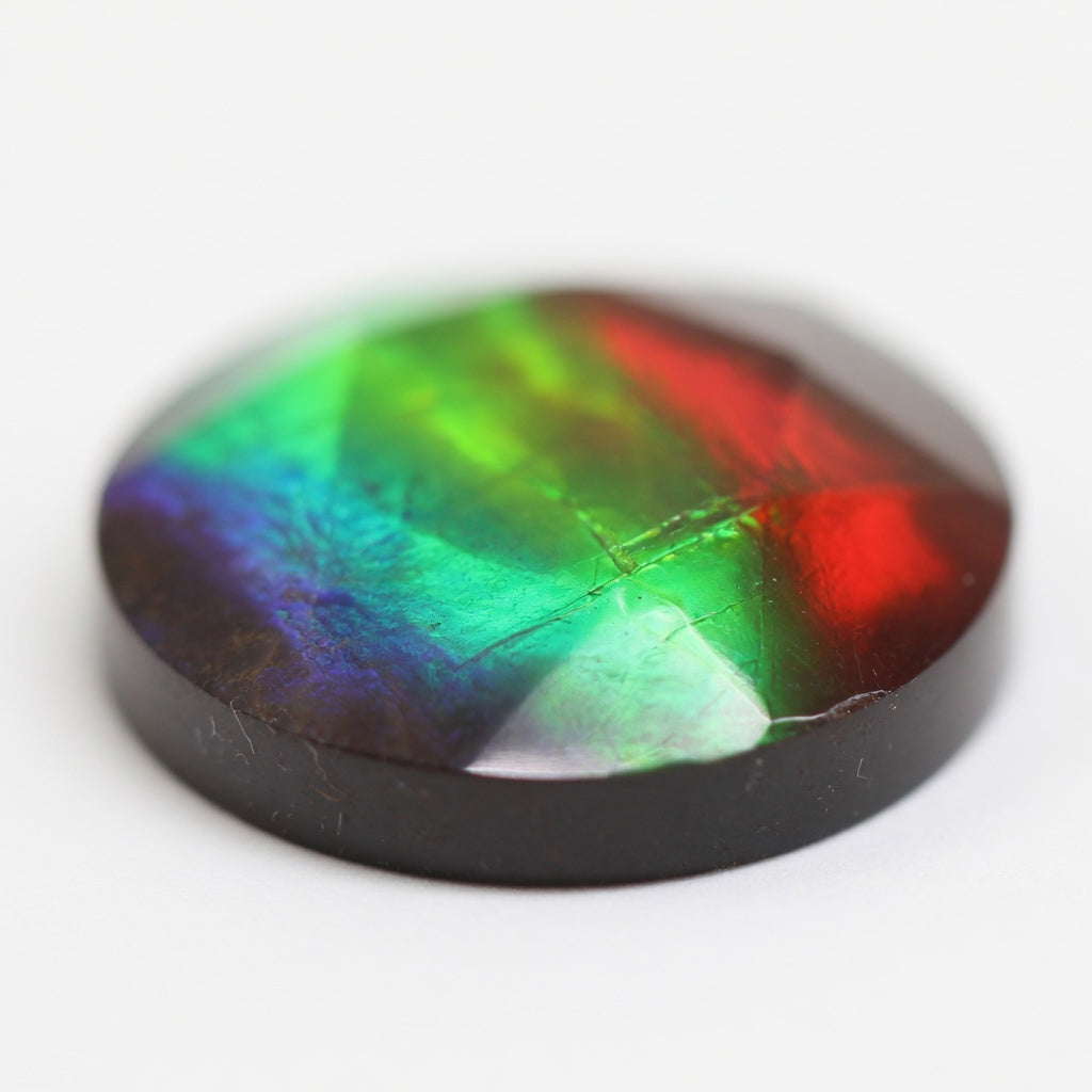 Ammolite Tri-Color Round Cabochon 8mm - detail angle