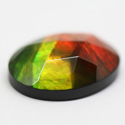 Ammolite Two-Color Oval Cabochon 10x14mm - detail angle
