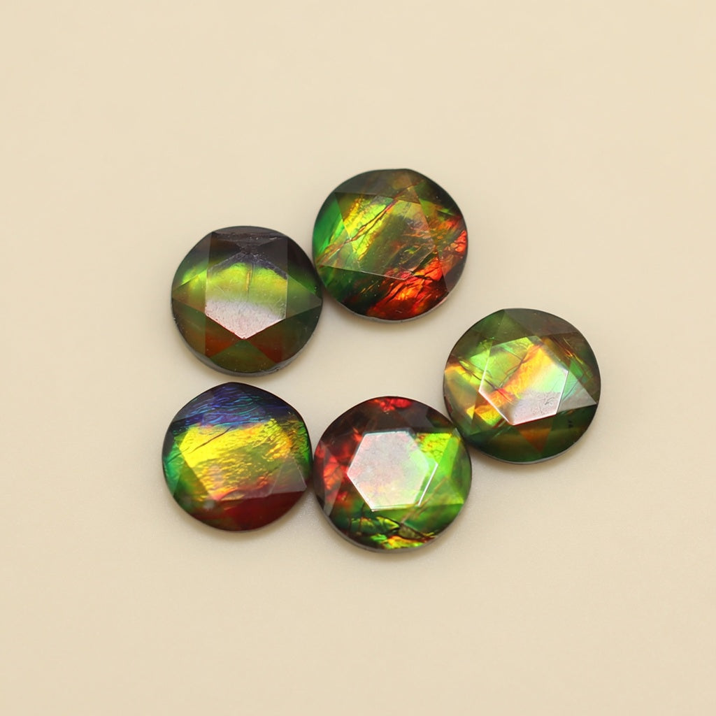 Ammolite Two-Color Round Cabochon 12mm - front view