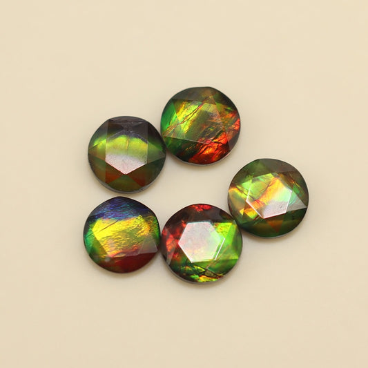 Ammolite Two-Color Round Cabochon 12mm - front view