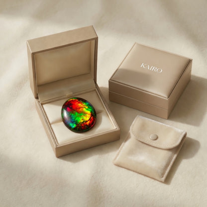 Ammolite Two-Color Oval Cabochon 10x14mm - KAIRO gift packaging