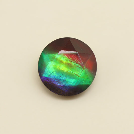 Ammolite Tri-Color Round Cabochon 10mm - front view