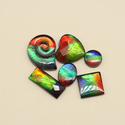 Ammolite Tri-Color Square Cabochon 8x8mm - front view