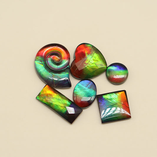 Ammolite Tri-Color Square Cabochon 8x8mm - front view