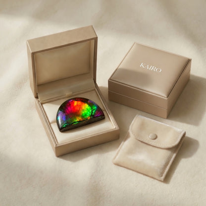 Ammolite Tri-Color Square Cabochon 8x8mm - KAIRO gift packaging