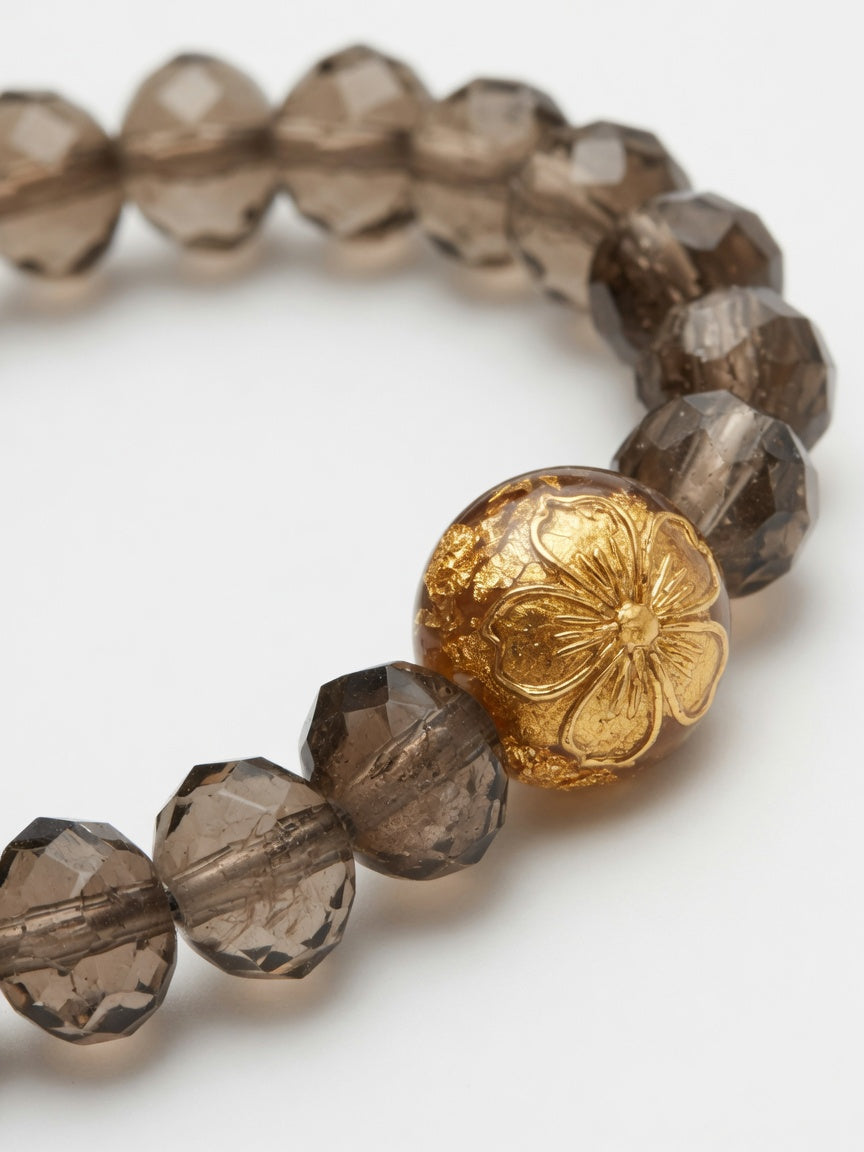 The Smoky Gold Blossom Bracelet - close-up