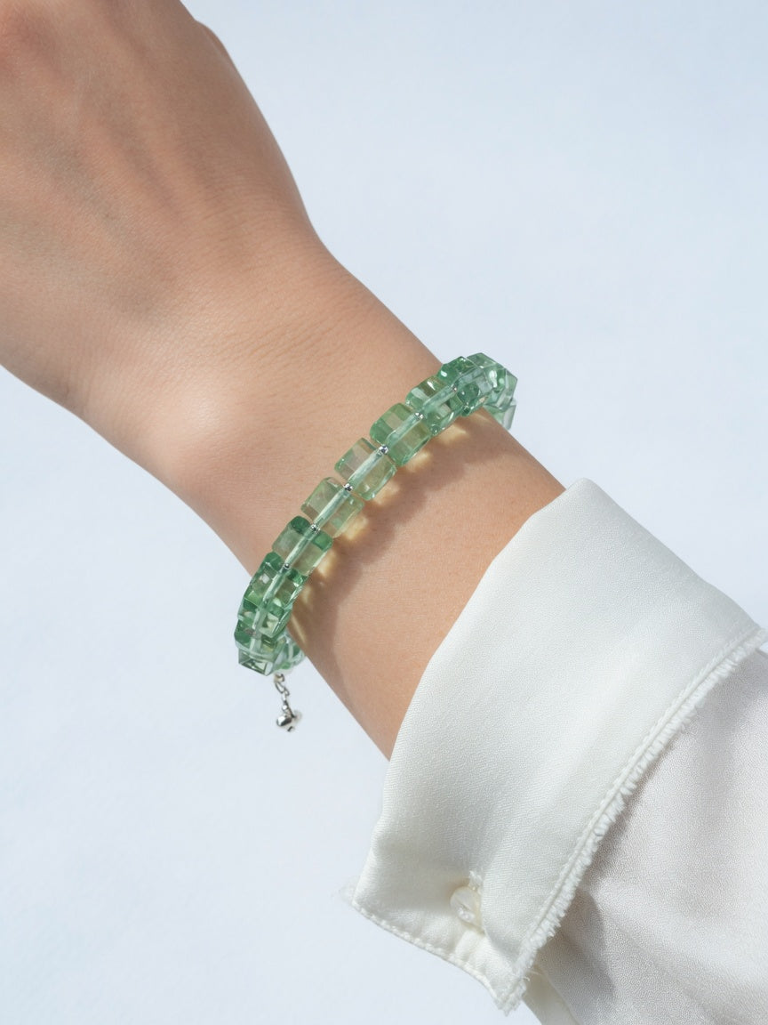 The Green Fluorite Cube Bracelet - women's model