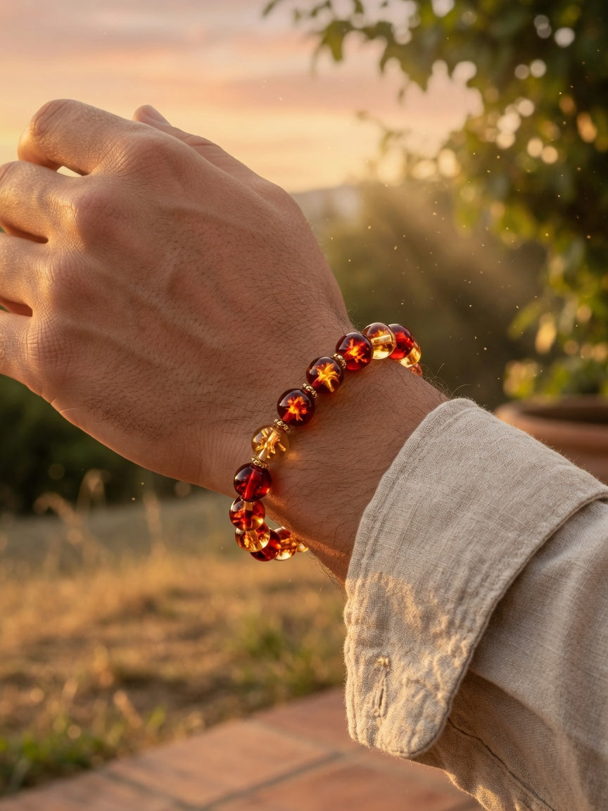 The Crimson Ember Rainbow Bracelet - men's model