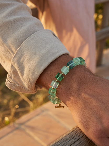 The Green Fluorite Cube Bracelet - men's model