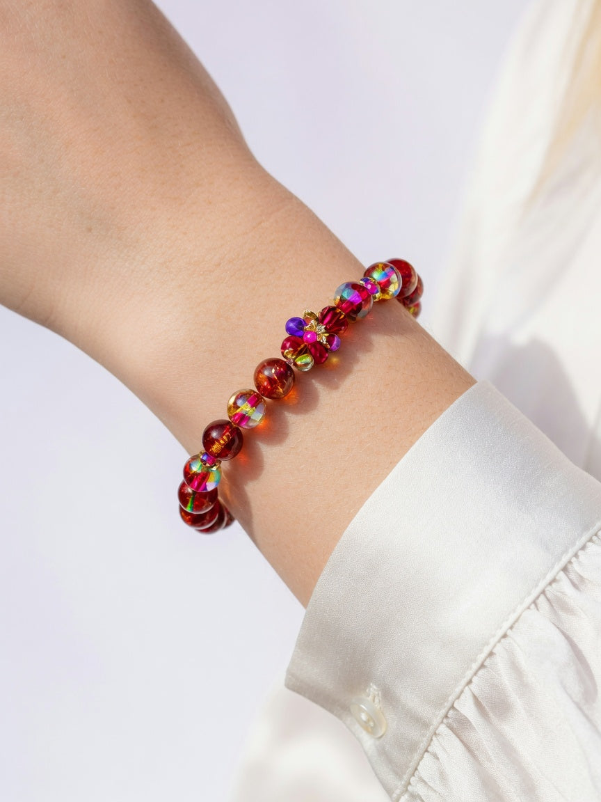 The Crimson Ember Rainbow Bracelet - women's model