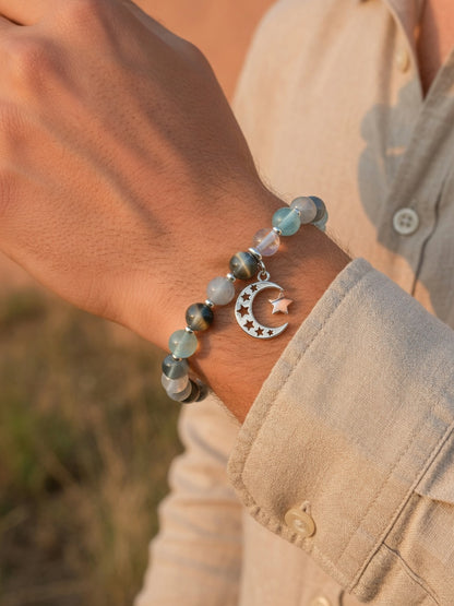 The Aquamarine Guardian Bracelet - worn by man