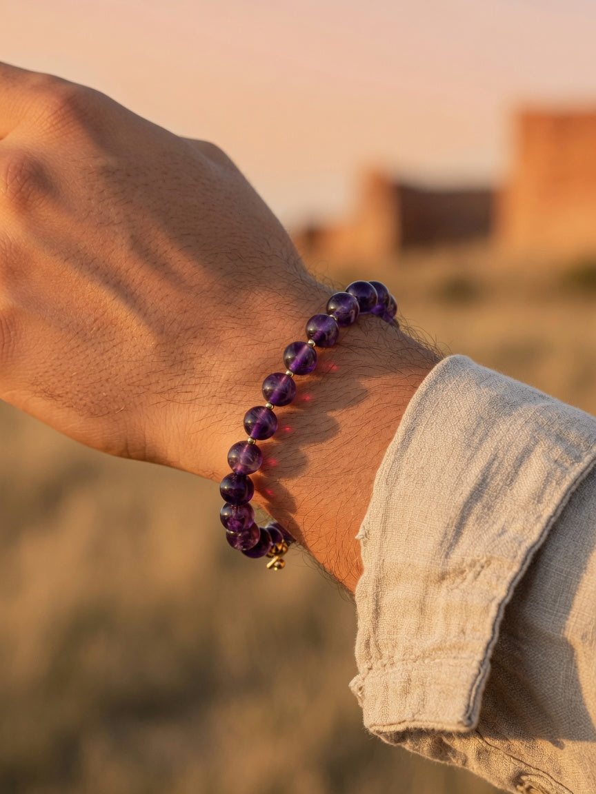 The Uruguay Amethyst Fortune Bracelet - men's model