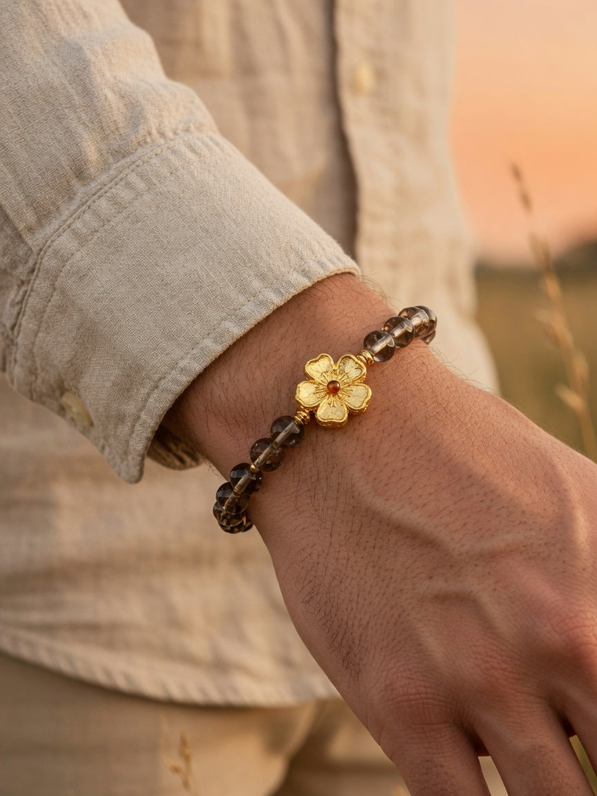 The Smoky Gold Blossom Bracelet - men's model
