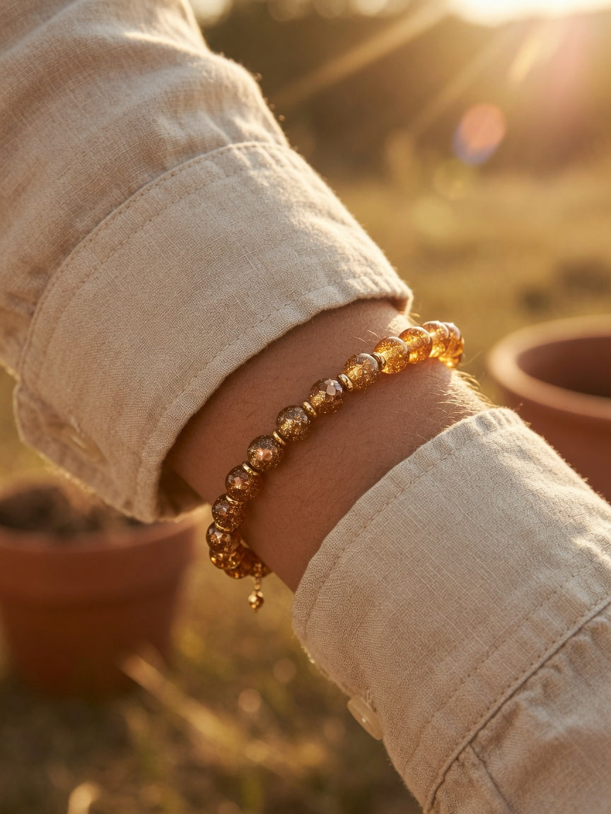 The Golden Fortune Stone Bracelet - men's model