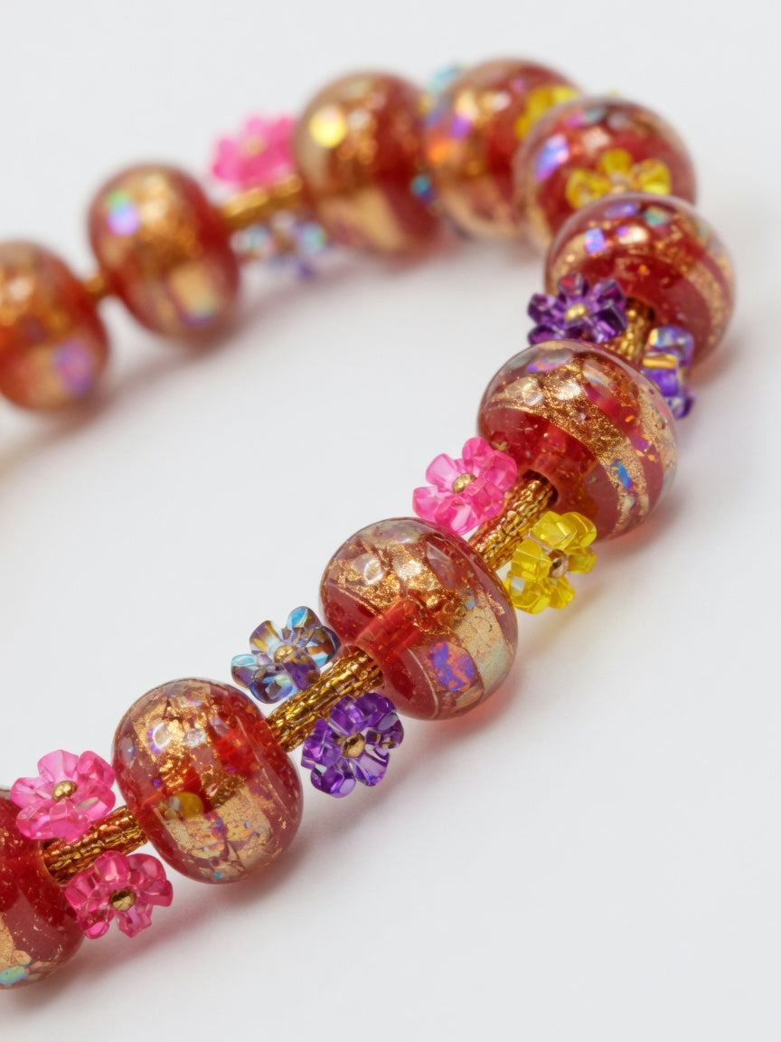 The Crimson Ember Rainbow Bracelet - close-up